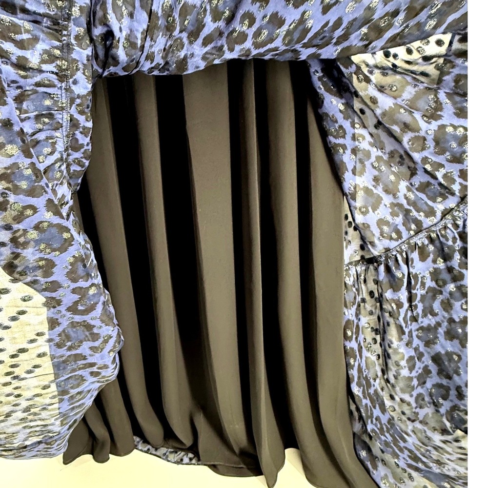 Kate Spade New York Silk Maxi Dress Medium Blue Black Leopard Print Sequins - Picture 7 of 13